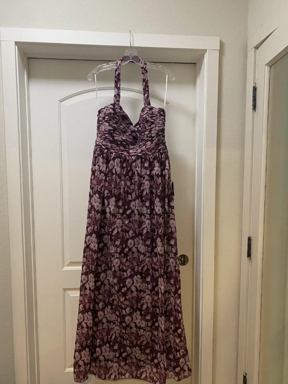 Lulu's Plum Floral Halter Maxi Dress - Picture 2 of 5